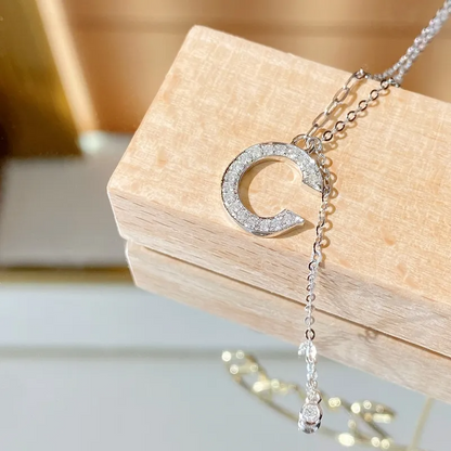 C Letter Lab Grown Diamond Necklace