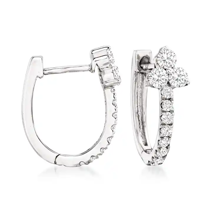 0.50 ctw Diamond Trio Huggie Hoop Earrings