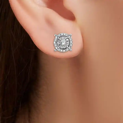 1/4 ctw Round Halo Diamond Stud Earrings