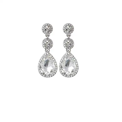 Crystal Tear Drop Dangle Earrings