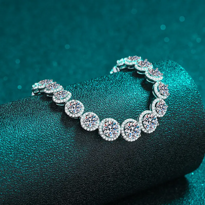 10 ctw Round Lab Grown Moissanite Diamond Halo Bracelet