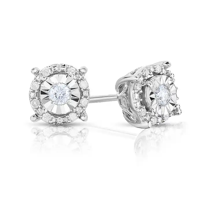 1/4 ctw Round Halo Diamond Stud Earrings