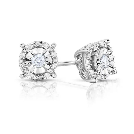 1/4 ctw Round Halo Diamond Stud Earrings