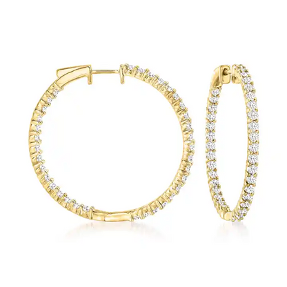 3.00 ctw Diamond  in 14kt Yellow Gold Inside Outside Hoop Earrings