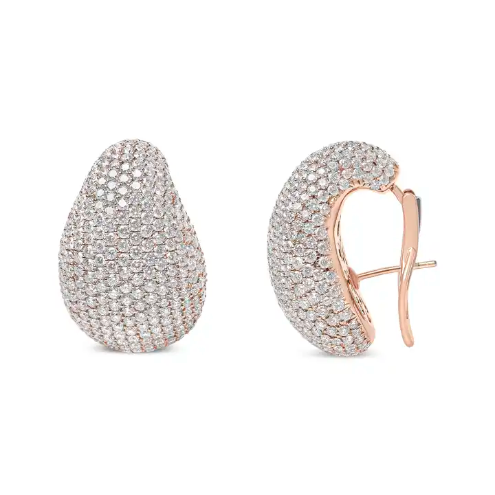 13 1/5 Cttw Micro-Pave Diamond Sculptural Design Statement Stud Earrings