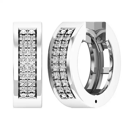 .12 ctw Round White Diamond Huggie Hoop Earrings