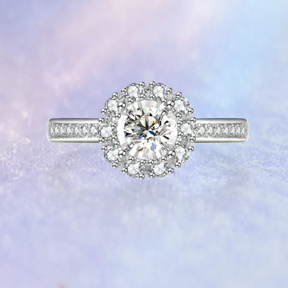 1.5 ctw HPHT Lab Grown Diamond Halo Engagement Ring