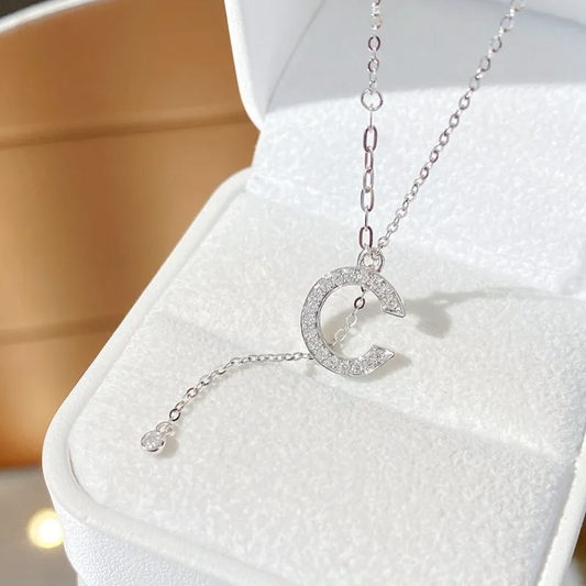 C Letter Lab Grown Diamond Necklace