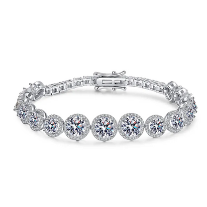 10 ctw Round Lab Grown Moissanite Diamond Halo Bracelet