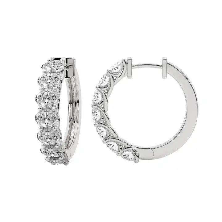 2 ctw Oval Shape Jovana Hoop Earrings