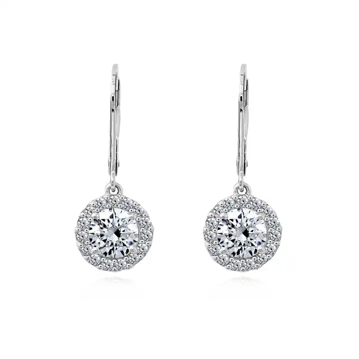 1.5 ctw Diamond Brilliant Round Cut Drop Halo Earring