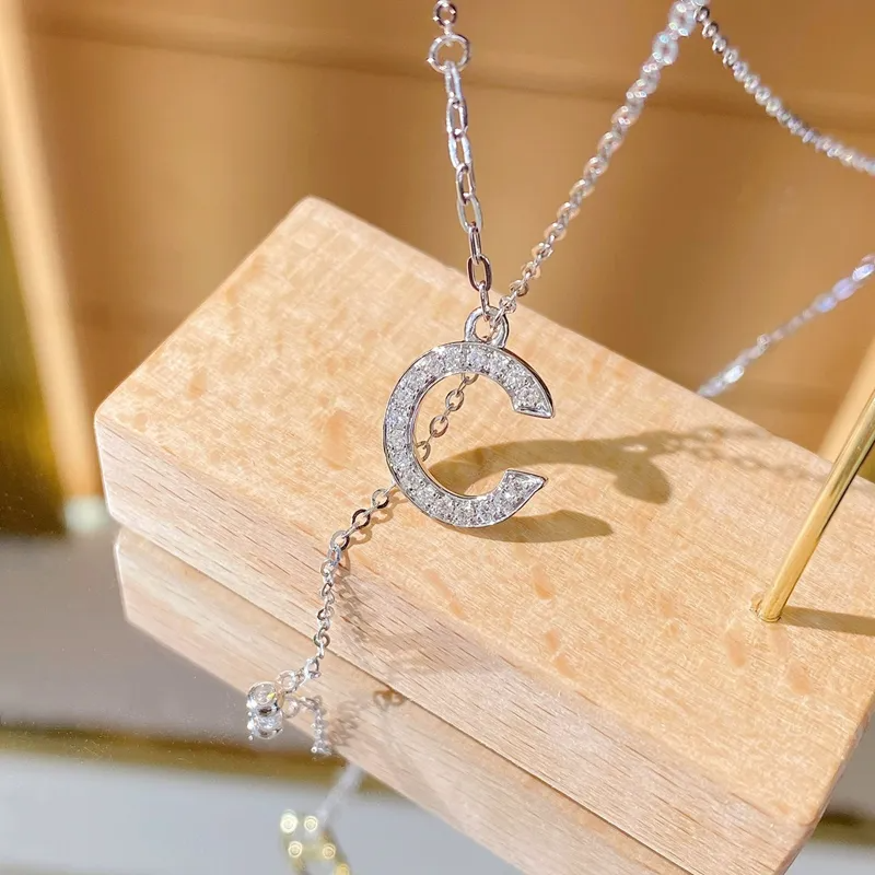 C Letter Lab Grown Diamond Necklace