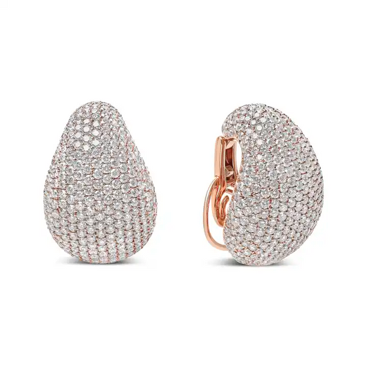 13 1/5 Cttw Micro-Pave Diamond Sculptural Design Statement Stud Earrings