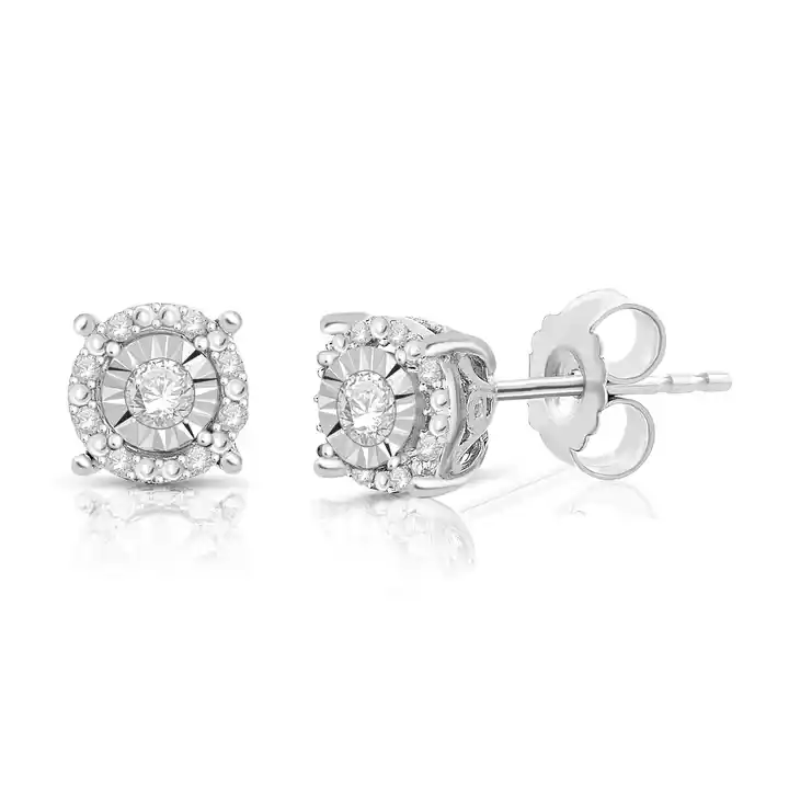 1/4 ctw Round Halo Diamond Stud Earrings