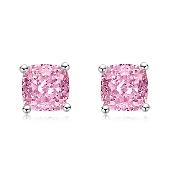 2 ctw High Carbon Cushion Cut Diamond Stud Earrings