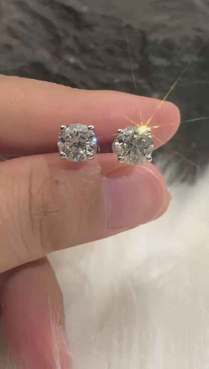 2 ctw Round Lab Grown Diamond Stud Earrings E VVS2