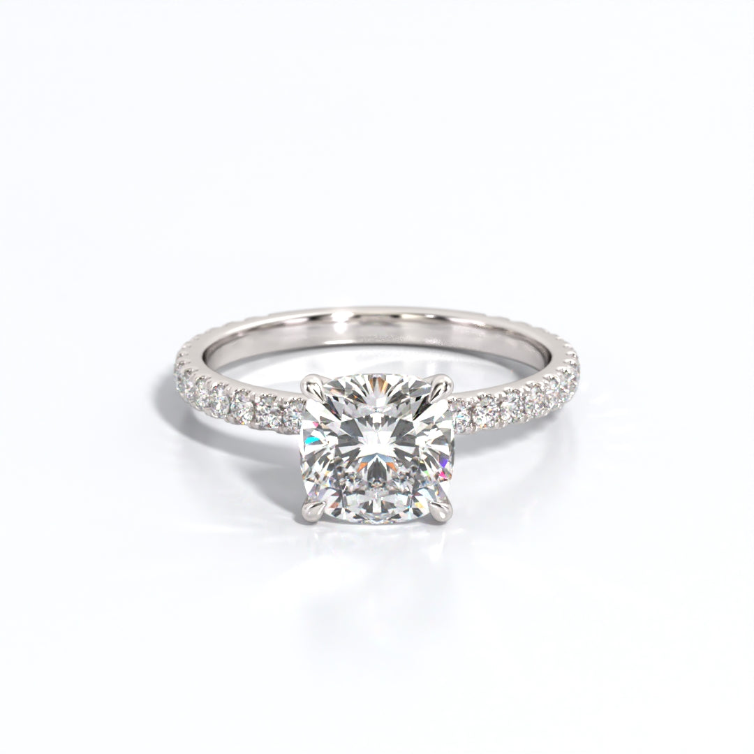 2.5 ctw Cushion Lab Grown Diamond Band Engagement Ring