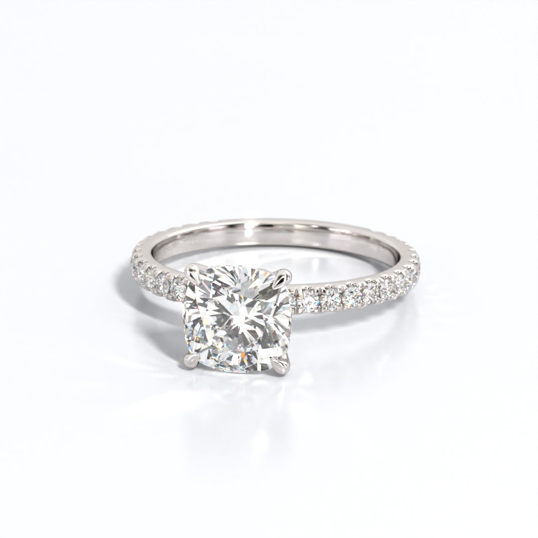 2.5 ctw Cushion Lab Grown Diamond Band Engagement Ring