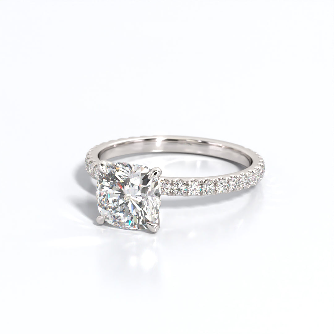 2.5 ctw Cushion Lab Grown Diamond Band Engagement Ring