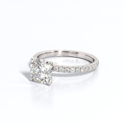 2.5 ctw Cushion Lab Grown Diamond Band Engagement Ring