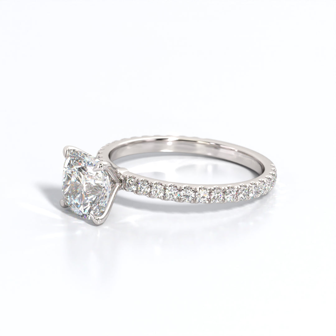 2.5 ctw Cushion Lab Grown Diamond Band Engagement Ring