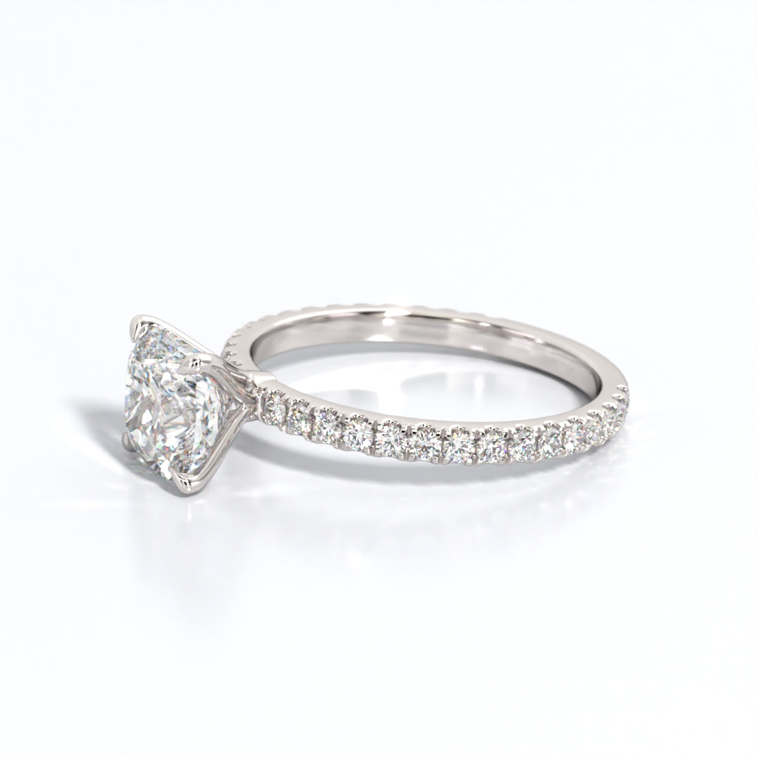 2.5 ctw Cushion Lab Grown Diamond Band Engagement Ring