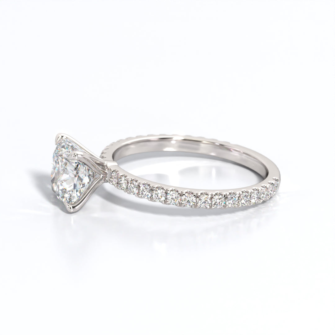 2.5 ctw Cushion Lab Grown Diamond Band Engagement Ring