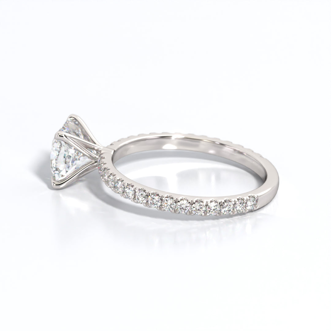 2.5 ctw Cushion Lab Grown Diamond Band Engagement Ring