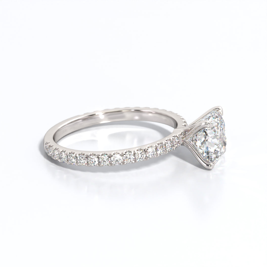 2.5 ctw Cushion Lab Grown Diamond Band Engagement Ring