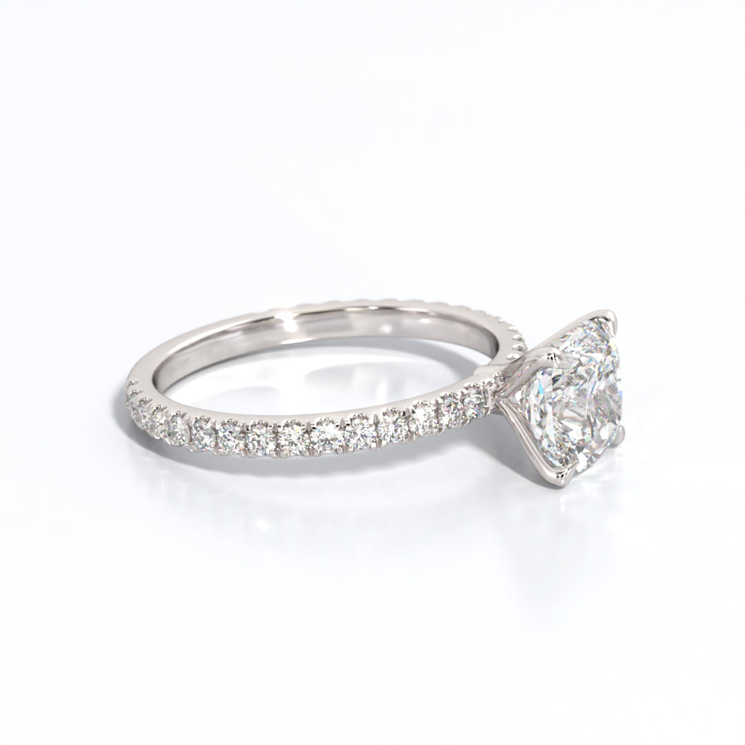 2.5 ctw Cushion Lab Grown Diamond Band Engagement Ring