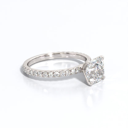 2.5 ctw Cushion Lab Grown Diamond Band Engagement Ring