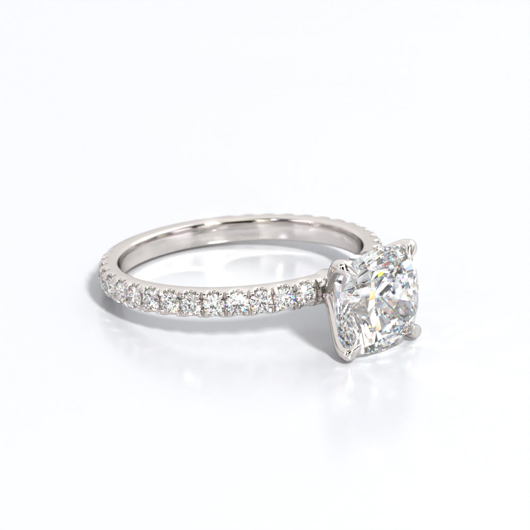 2.5 ctw Cushion Lab Grown Diamond Band Engagement Ring