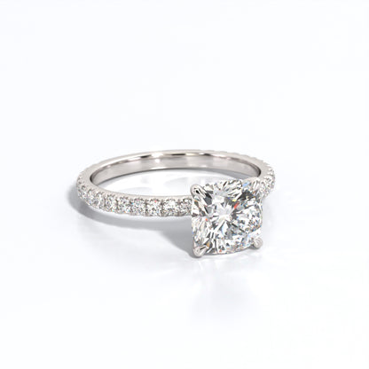 2.5 ctw Cushion Lab Grown Diamond Band Engagement Ring