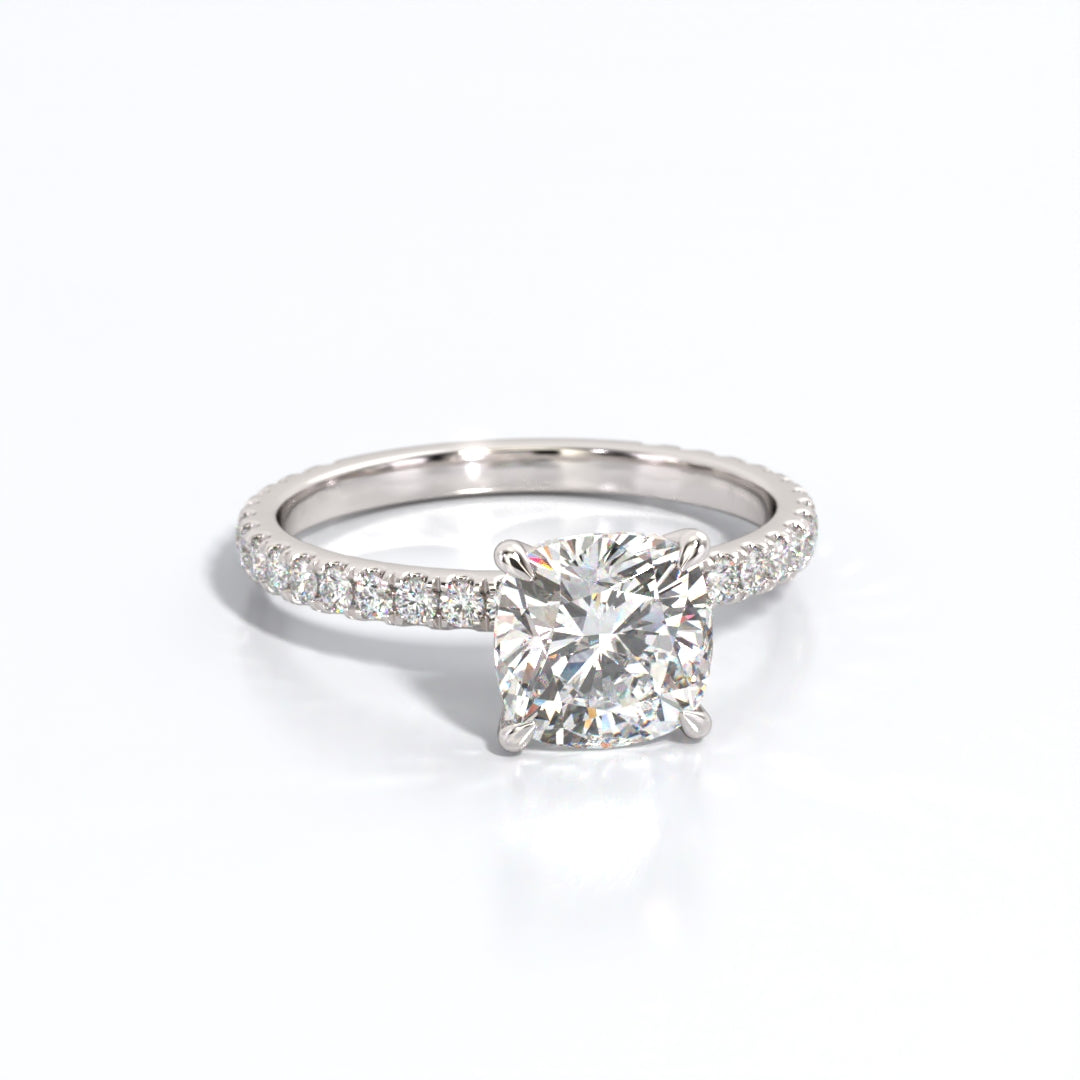 2.5 ctw Cushion Lab Grown Diamond Band Engagement Ring