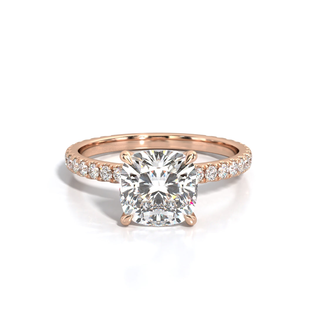 2.5 ctw Cushion Lab Grown Diamond Band Engagement Ring