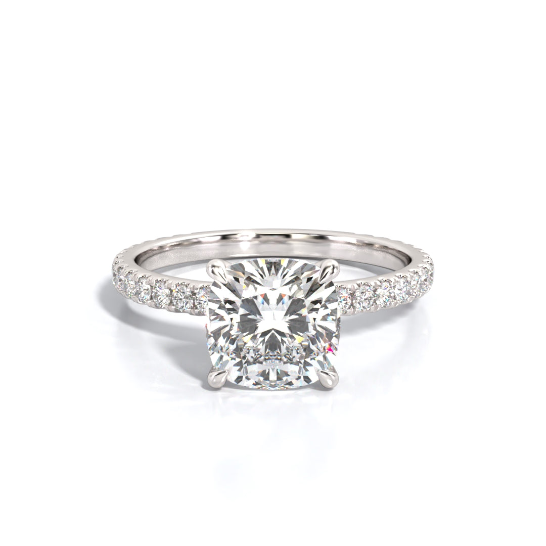 2.5 ctw Cushion Lab Grown Diamond Band Engagement Ring