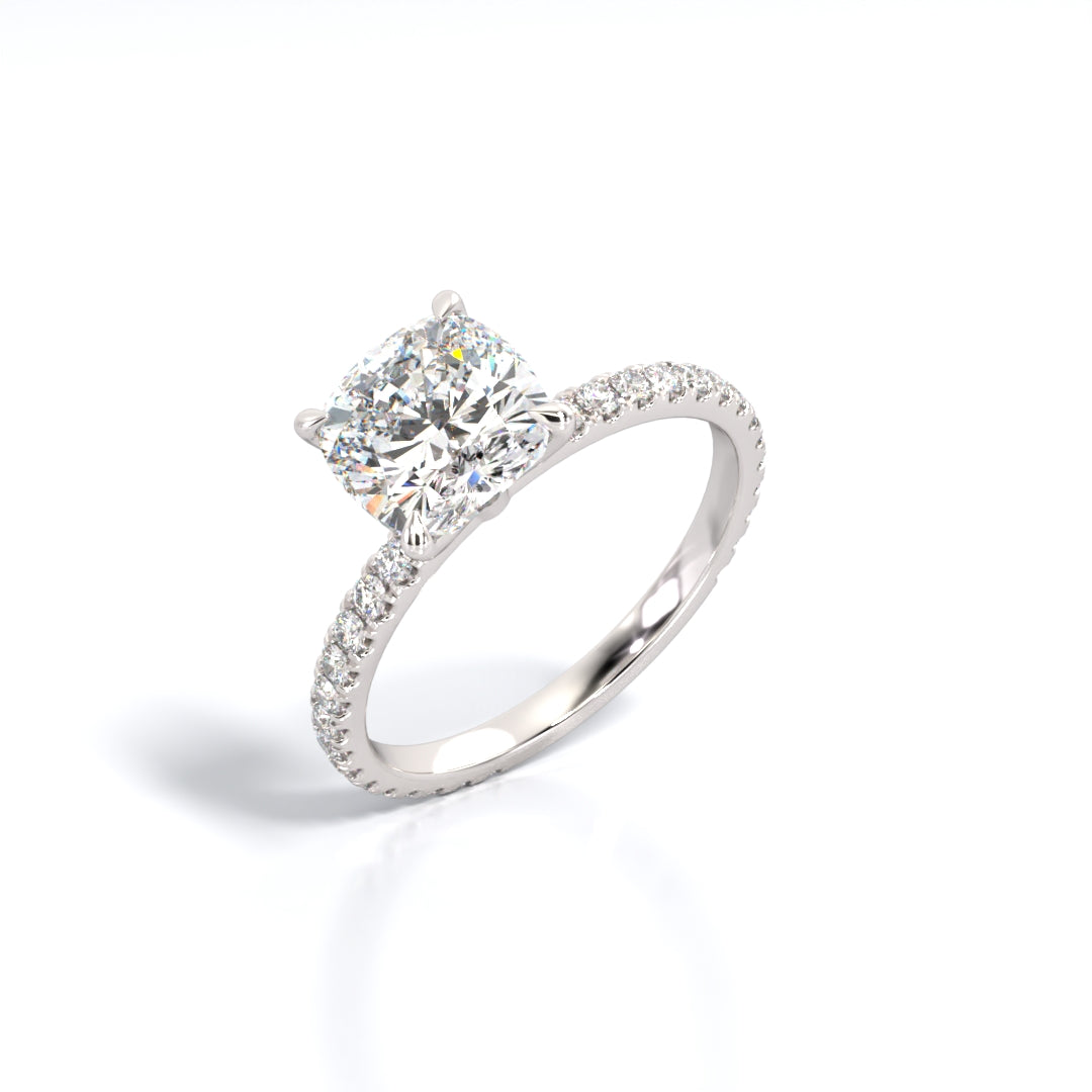 2.5 ctw Cushion Lab Grown Diamond Band Engagement Ring