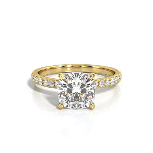 2.5 ctw Cushion Lab Grown Diamond Band Engagement Ring