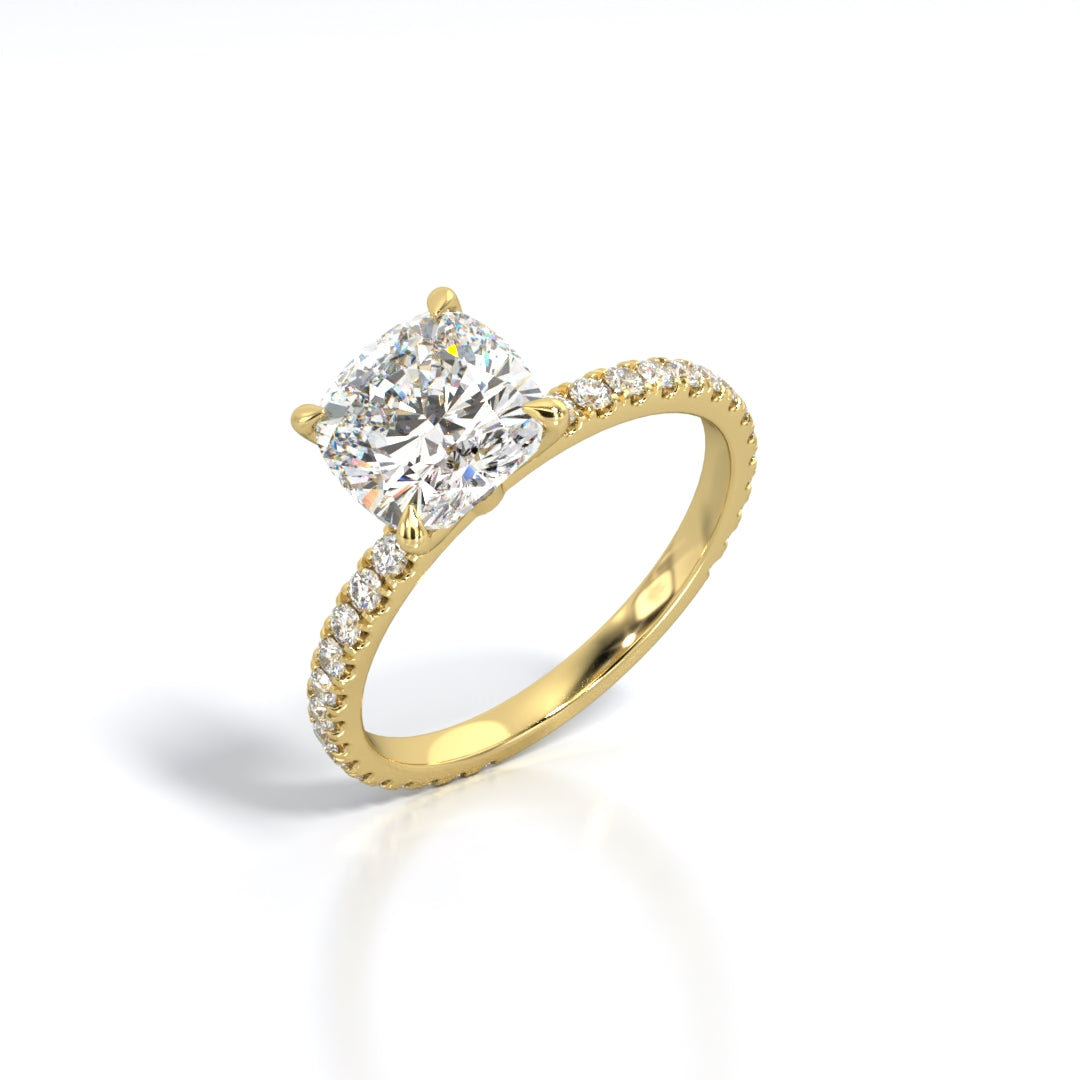 2.5 ctw Cushion Lab Grown Diamond Band Engagement Ring