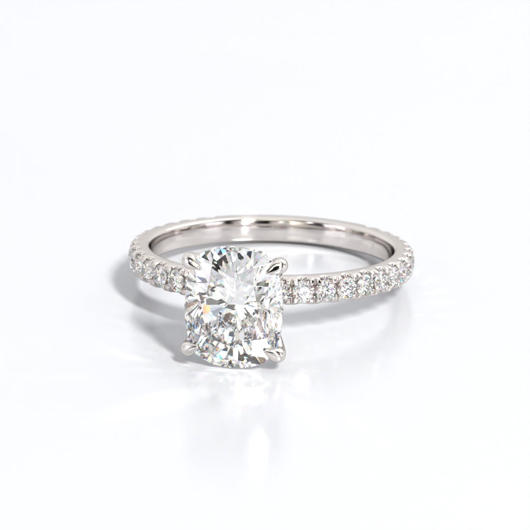 2.5 ctw Elongated Cushion Lab Grown Diamond Band Engagement Ring