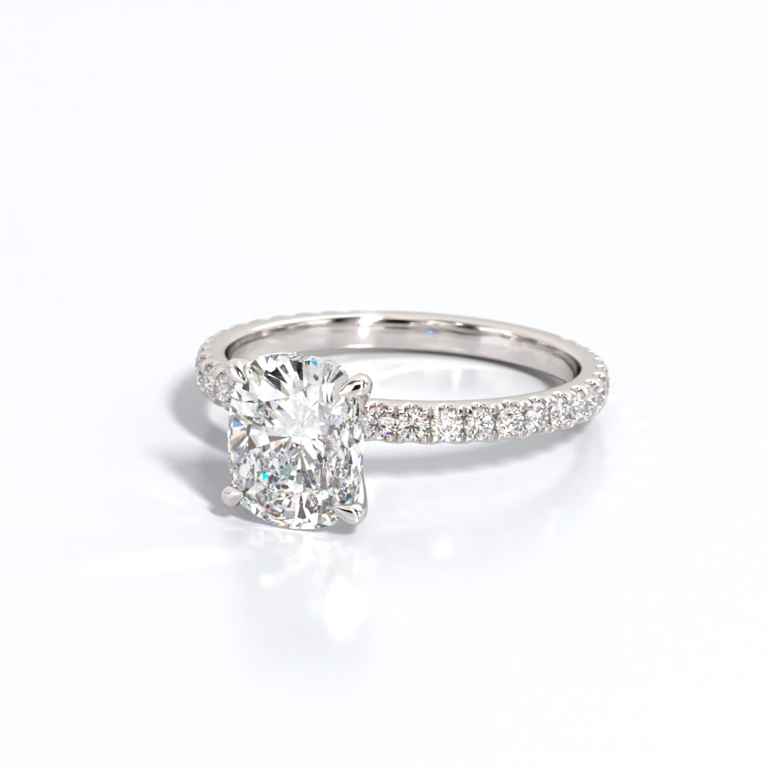 2.5 ctw Elongated Cushion Lab Grown Diamond Band Engagement Ring