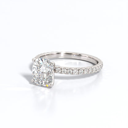 2.5 ctw Elongated Cushion Lab Grown Diamond Band Engagement Ring