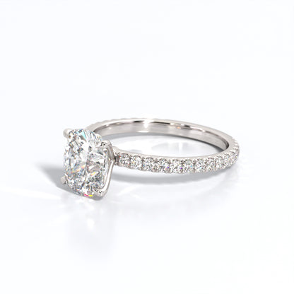 2.5 ctw Elongated Cushion Lab Grown Diamond Band Engagement Ring