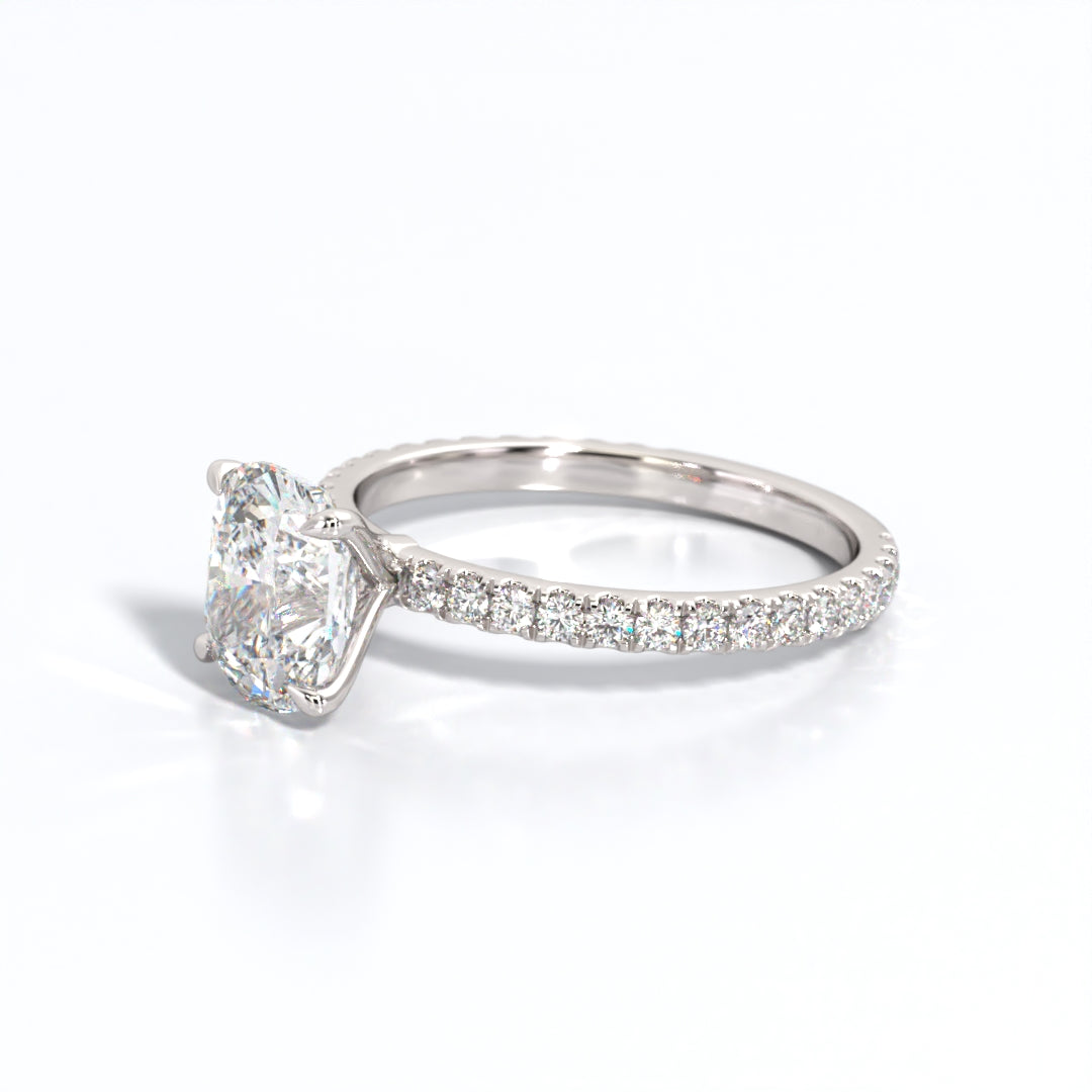 2.5 ctw Elongated Cushion Lab Grown Diamond Band Engagement Ring