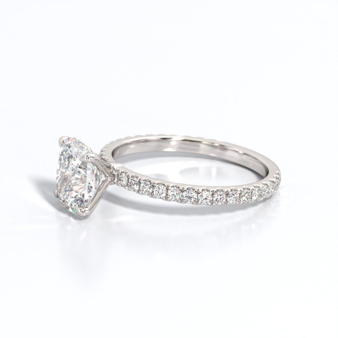 2.5 ctw Elongated Cushion Lab Grown Diamond Band Engagement Ring