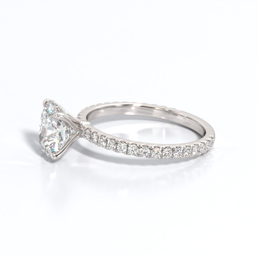 2.5 ctw Elongated Cushion Lab Grown Diamond Band Engagement Ring