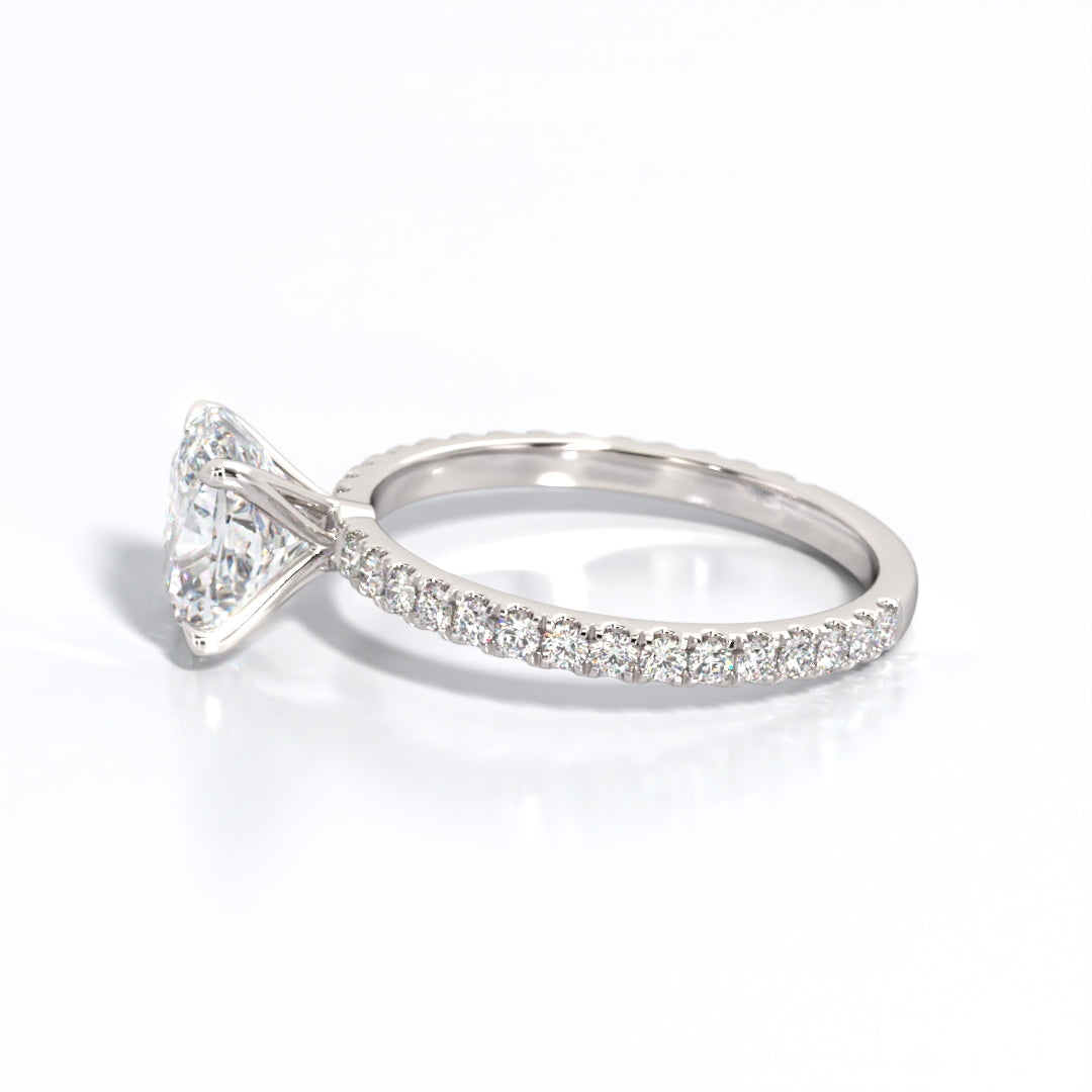 2.5 ctw Elongated Cushion Lab Grown Diamond Band Engagement Ring