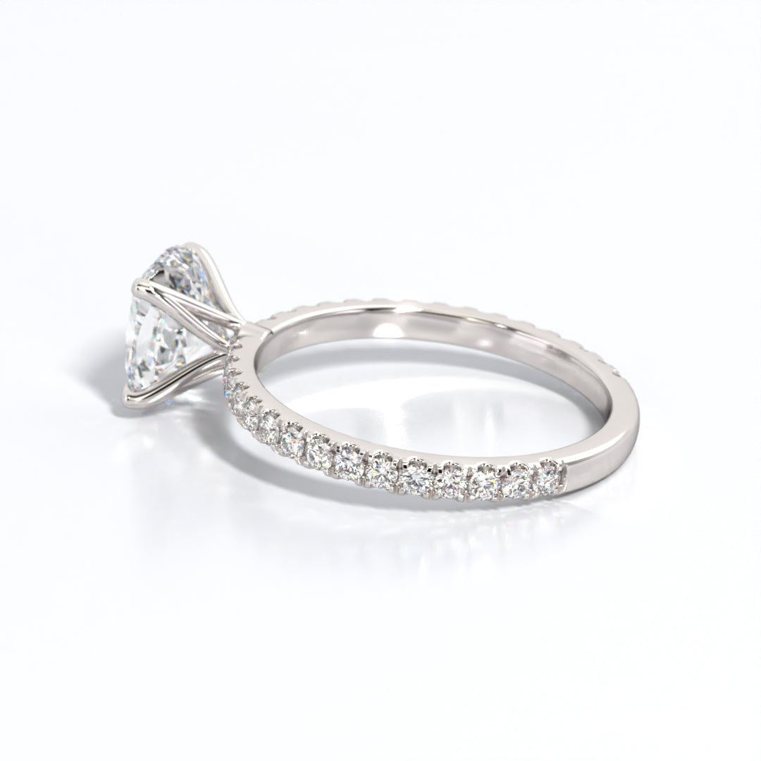 2.5 ctw Elongated Cushion Lab Grown Diamond Band Engagement Ring