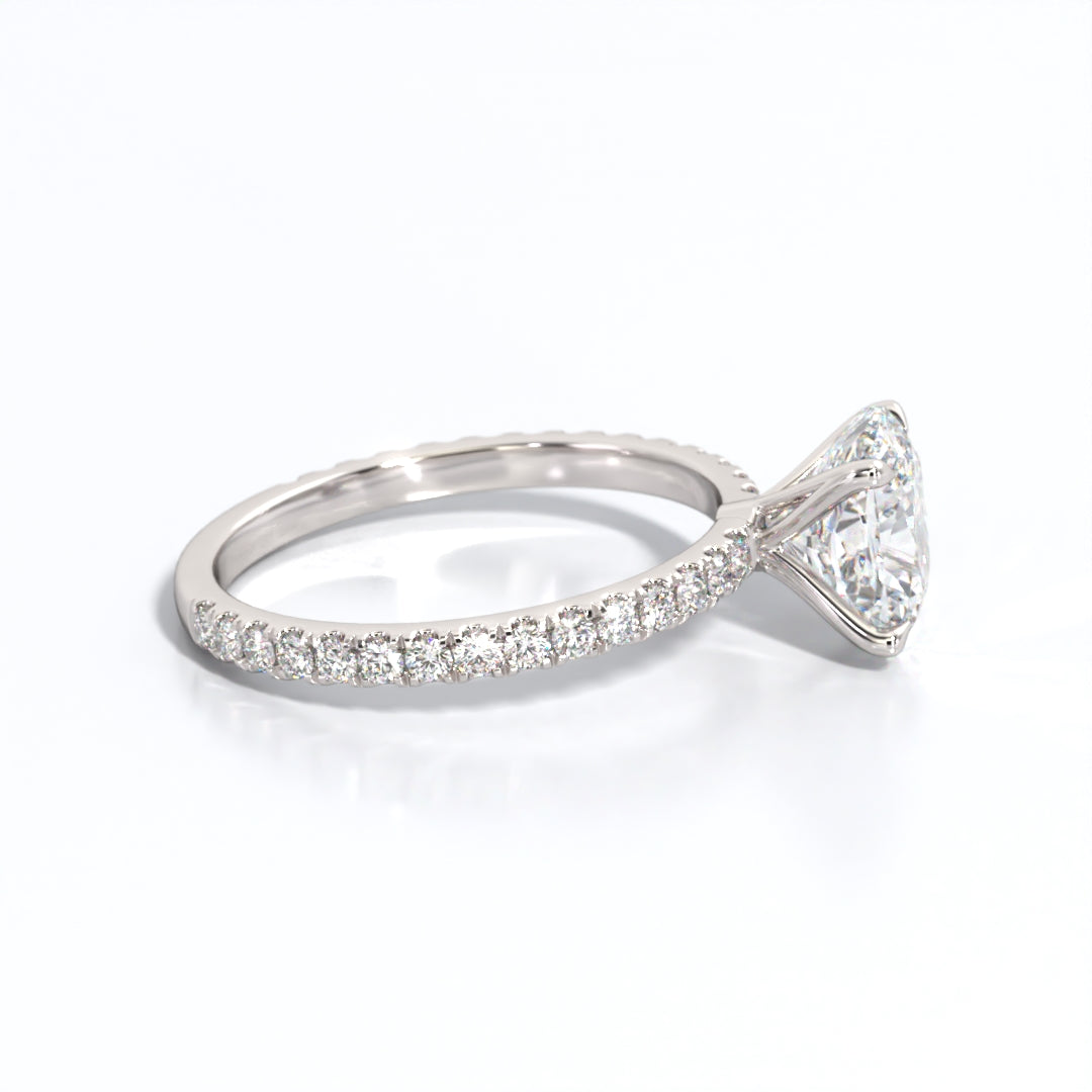 2.5 ctw Elongated Cushion Lab Grown Diamond Band Engagement Ring