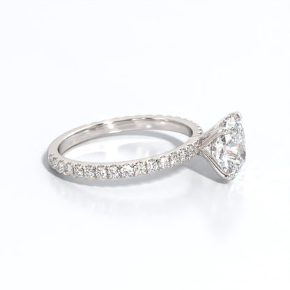 2.5 ctw Elongated Cushion Lab Grown Diamond Band Engagement Ring